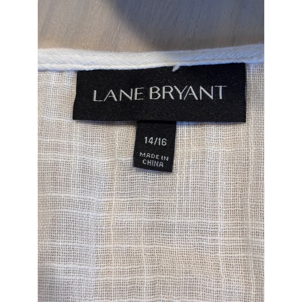 Lane Bryant Womens Plus 14/16 Cotton Ombre Gauze Poncho Top Ruffle Hem Burgundy - Picture 4 of 11